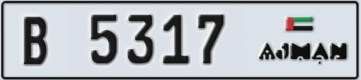 UAE License Plate Ajman B 5317