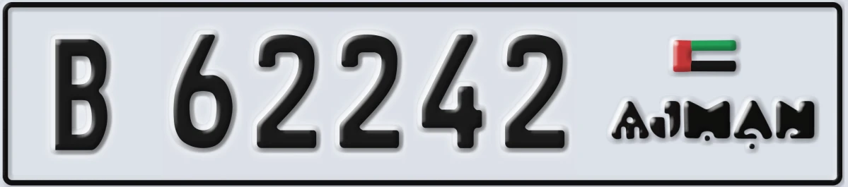 UAE License Plate Ajman B 62242