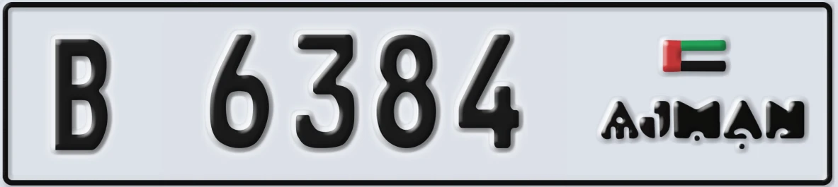 UAE License Plate Ajman B 6384