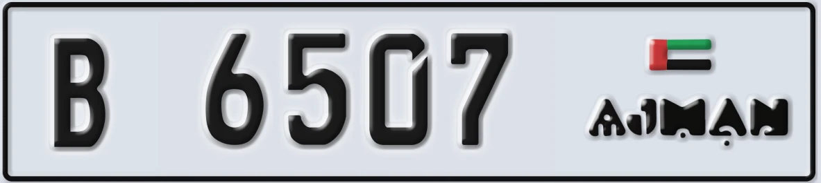 UAE License Plate Ajman B 6507