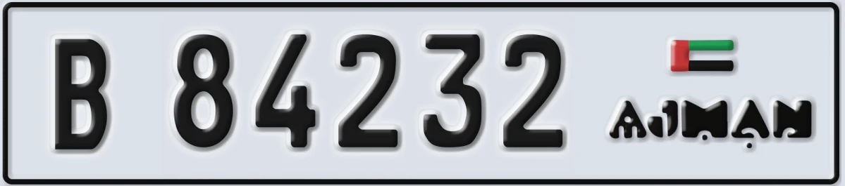 UAE License Plate Ajman B 84232