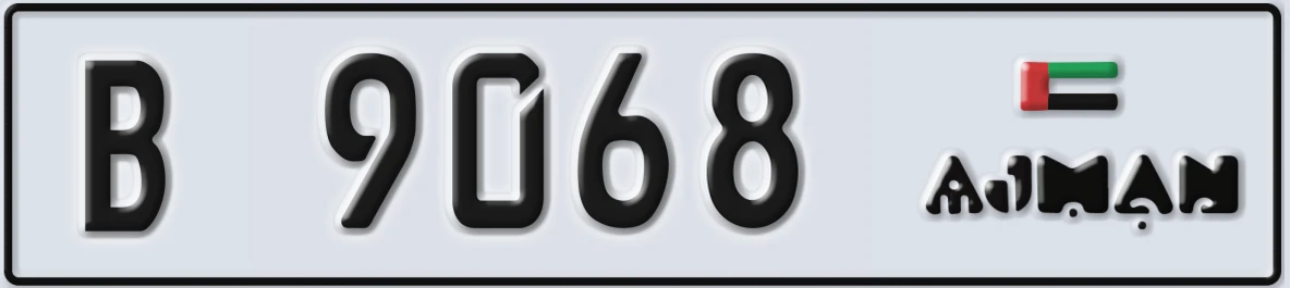 UAE License Plate Ajman B 9068