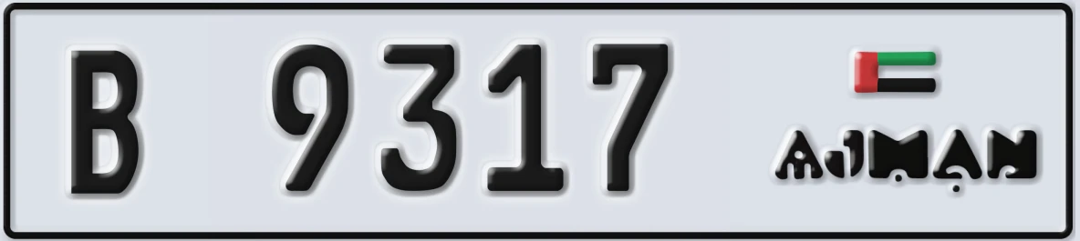UAE License Plate Ajman B 9317