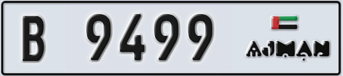UAE License Plate Ajman B 9499