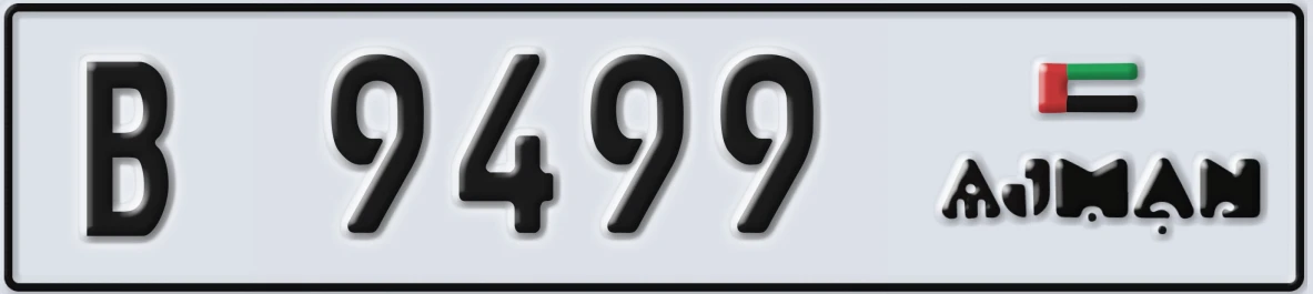 UAE License Plate Ajman B 9499