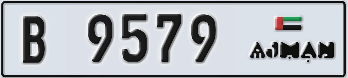 UAE License Plate Ajman B 9579