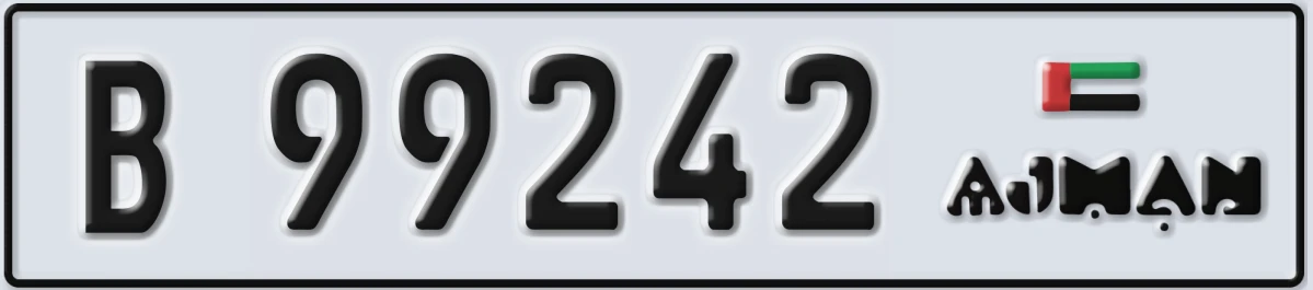 UAE License Plate Ajman B 99242