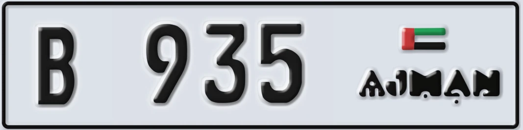 UAE License Plate Ajman B X935