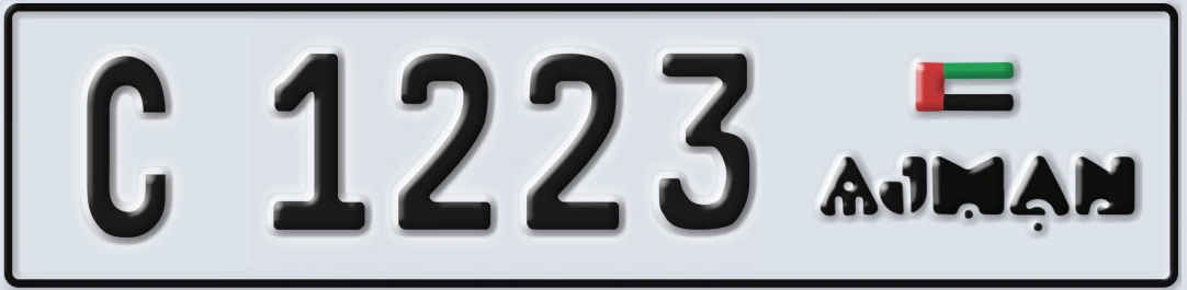 UAE License Plate Ajman C 1223X