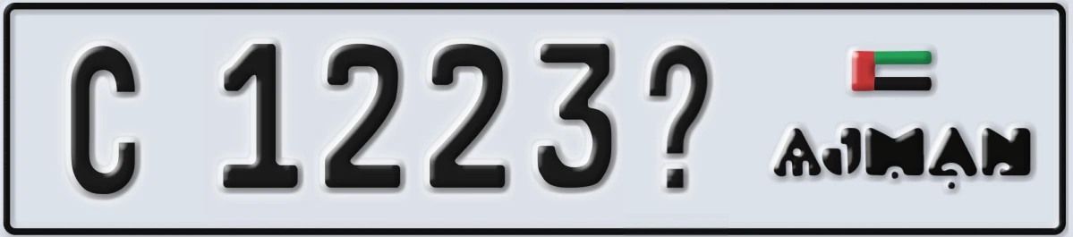 UAE License Plate Ajman C 1223X