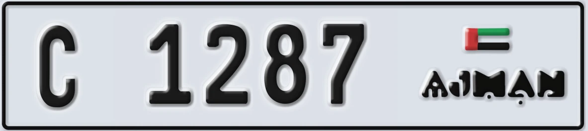 UAE License Plate Ajman C 1287