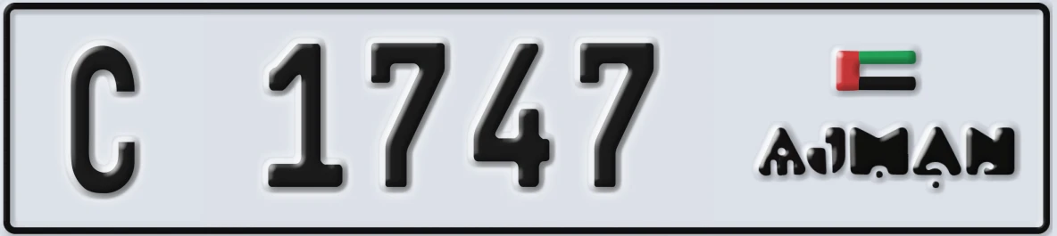 UAE License Plate Ajman C 1747