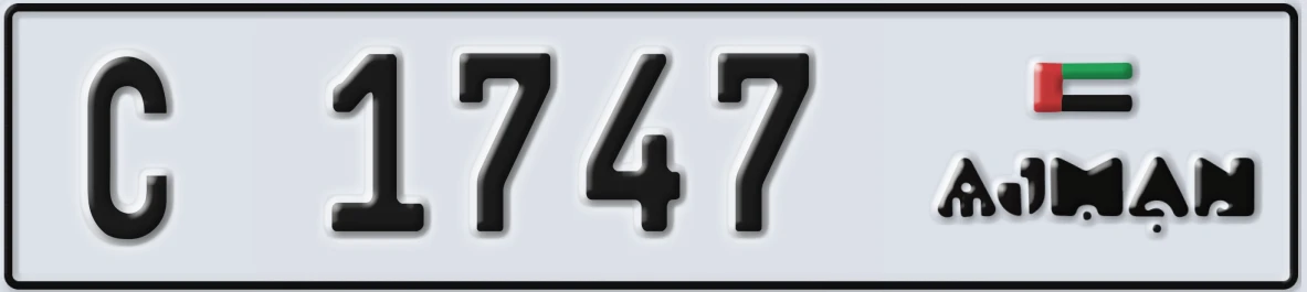 UAE License Plate Ajman C 1747