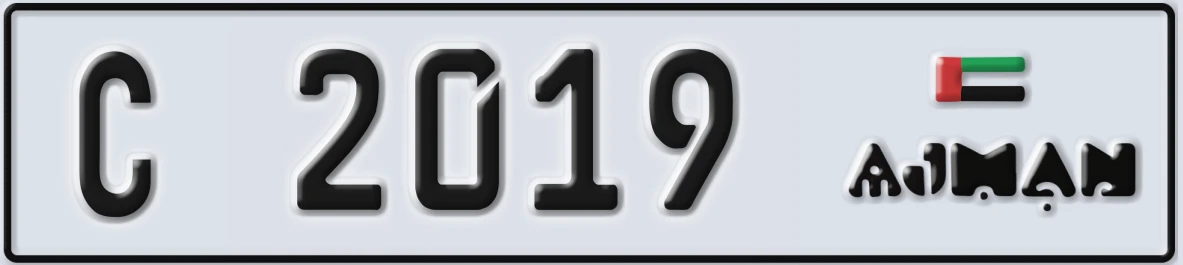 UAE License Plate Ajman C 2019