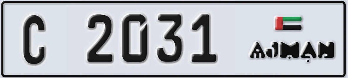 UAE License Plate Ajman C 2031