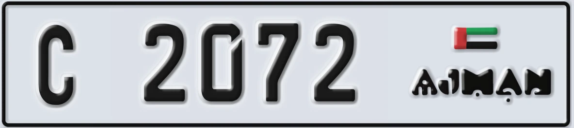 UAE License Plate Ajman C 2072