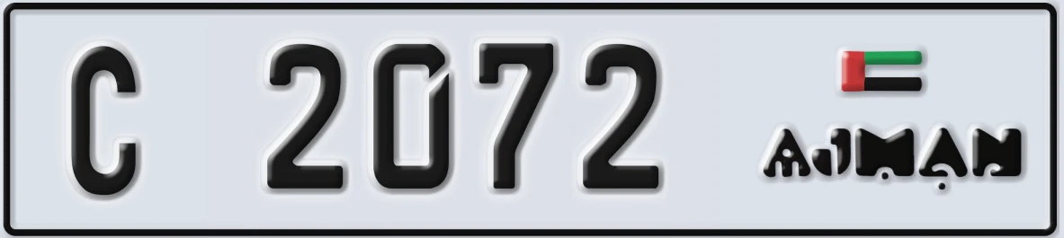 UAE License Plate Ajman C 2072