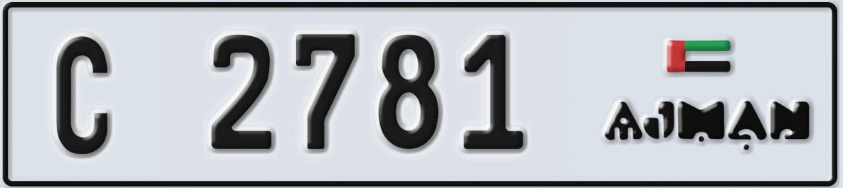 UAE License Plate Ajman C 2781