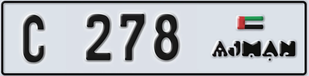 UAE License Plate Ajman C 278X