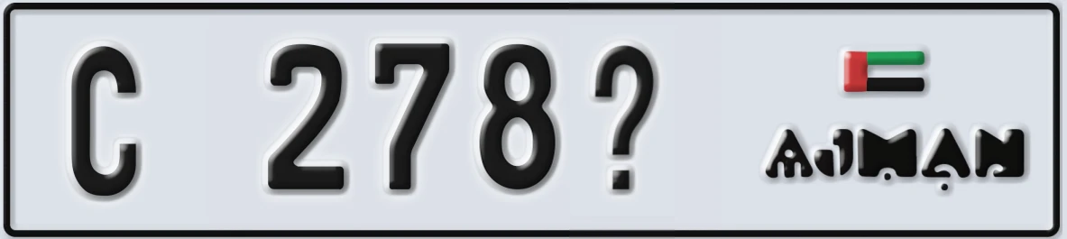 UAE License Plate Ajman C 278X