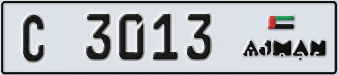 UAE License Plate Ajman C 3013
