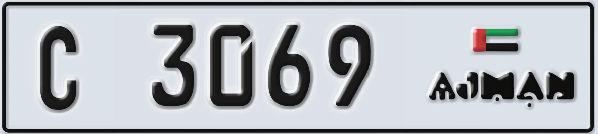 UAE License Plate Ajman C 3069