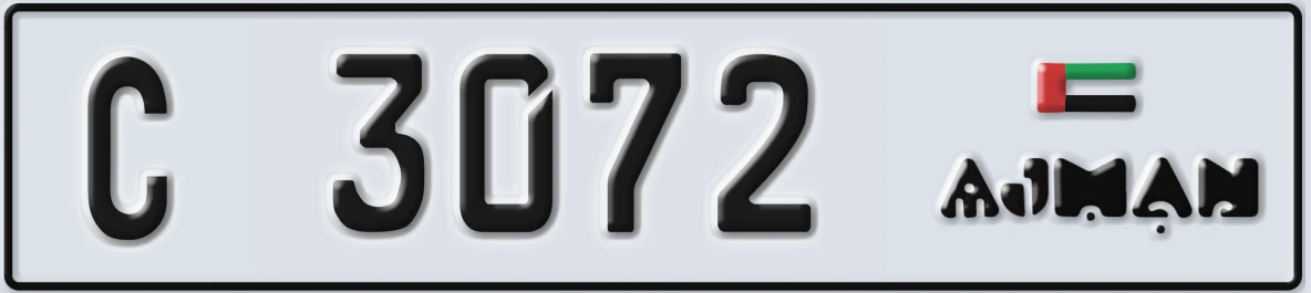 UAE License Plate Ajman C 3072