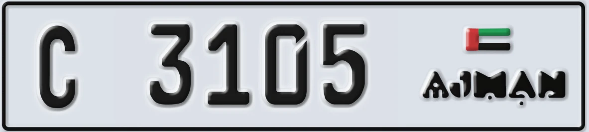 UAE License Plate Ajman C 3105