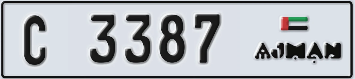 UAE License Plate Ajman C 3387