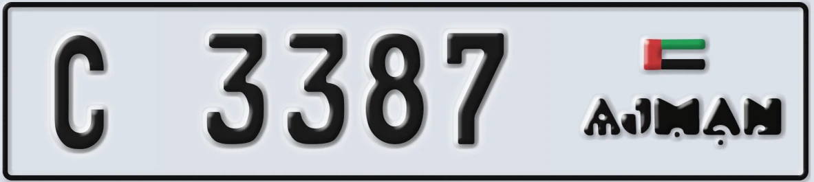 UAE License Plate Ajman C 3387