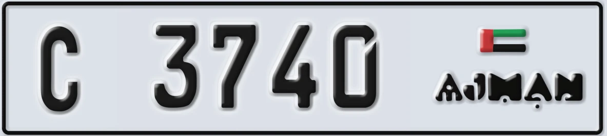 UAE License Plate Ajman C 3740