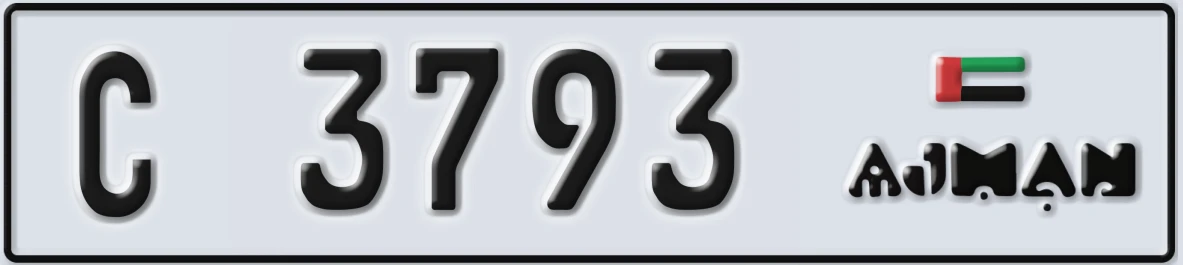 UAE License Plate Ajman C 3793