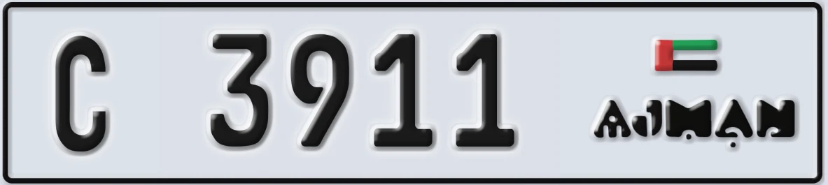 UAE License Plate Ajman C 3911