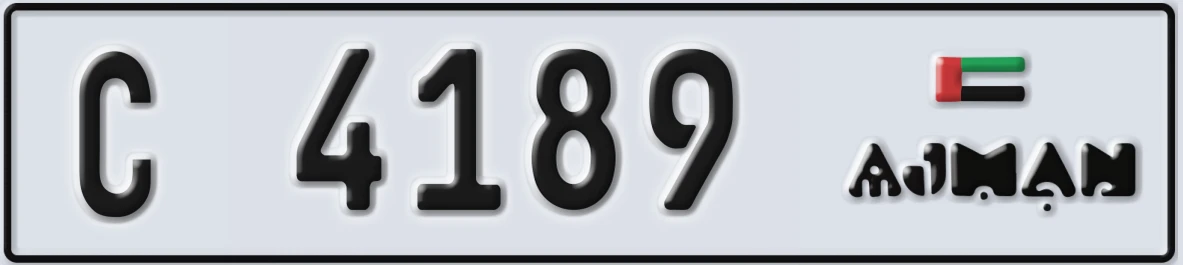 UAE License Plate Ajman C 4189