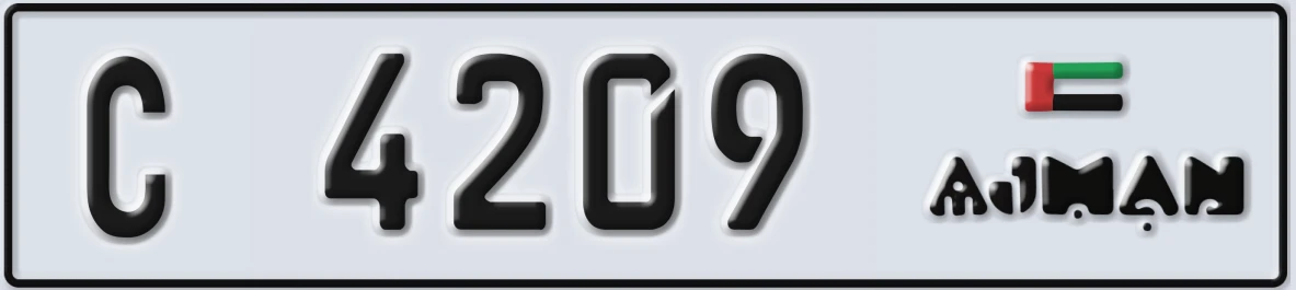 UAE License Plate Ajman C 4209