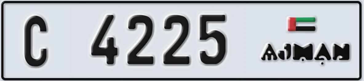 UAE License Plate Ajman C 4225