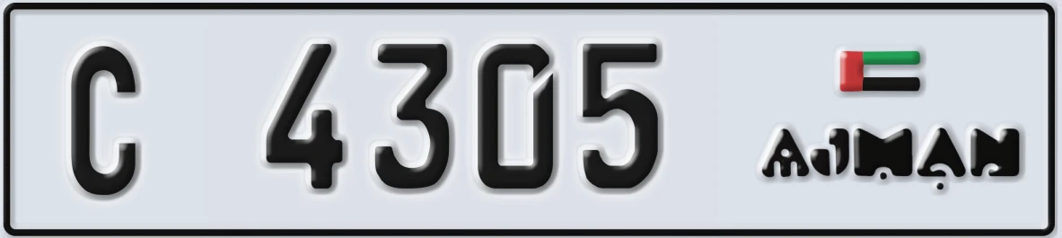 UAE License Plate Ajman C 4305