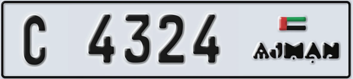 UAE License Plate Ajman C 4324