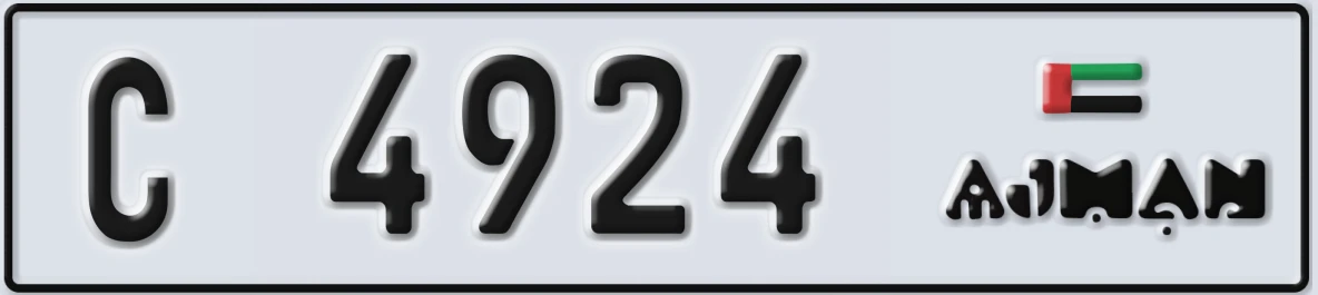 UAE License Plate Ajman C 4924