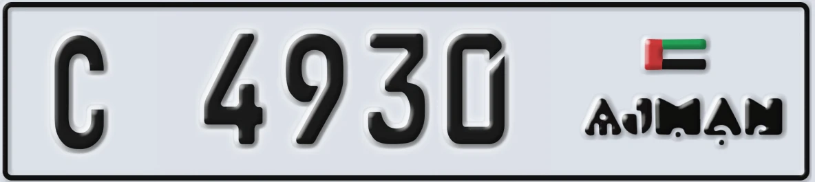 UAE License Plate Ajman C 4930