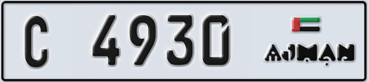 UAE License Plate Ajman C 4930