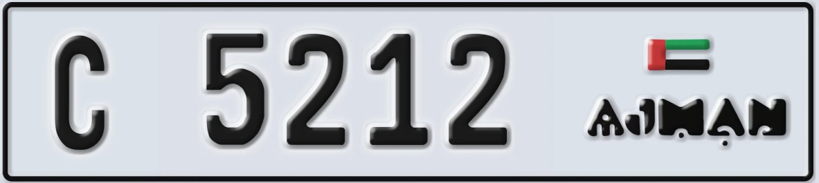 UAE License Plate Ajman C 5212