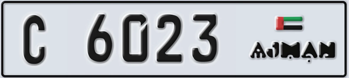 UAE License Plate Ajman C 6023