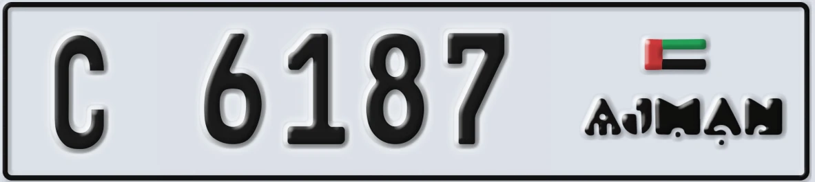 UAE License Plate Ajman C 6187