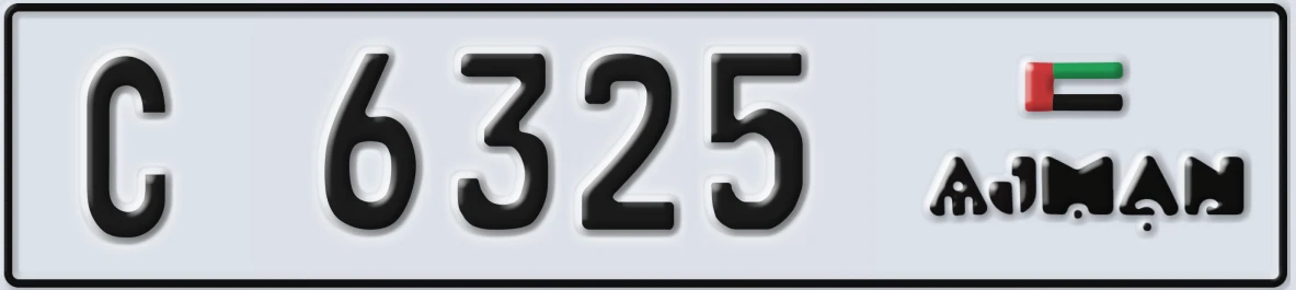 UAE License Plate Ajman C 6325