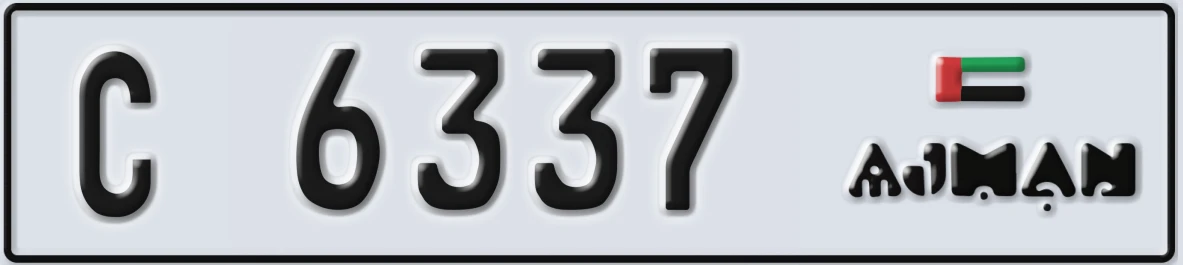 UAE License Plate Ajman C 6337