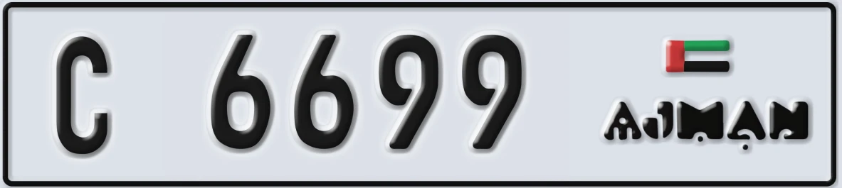 UAE License Plate Ajman C 6699