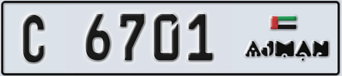 UAE License Plate Ajman C 6701
