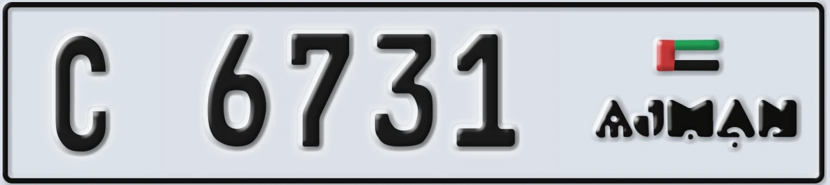 UAE License Plate Ajman C 6731