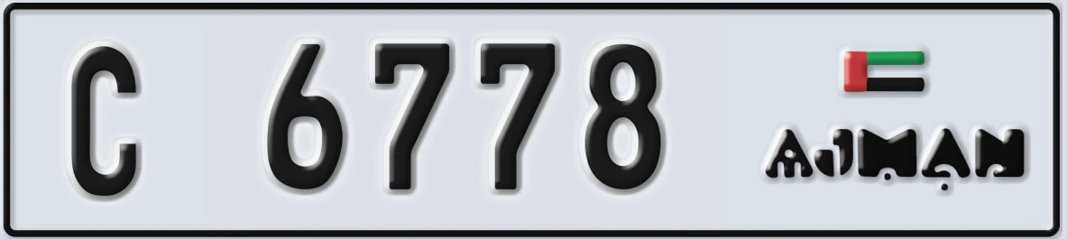 UAE License Plate Ajman C 6778